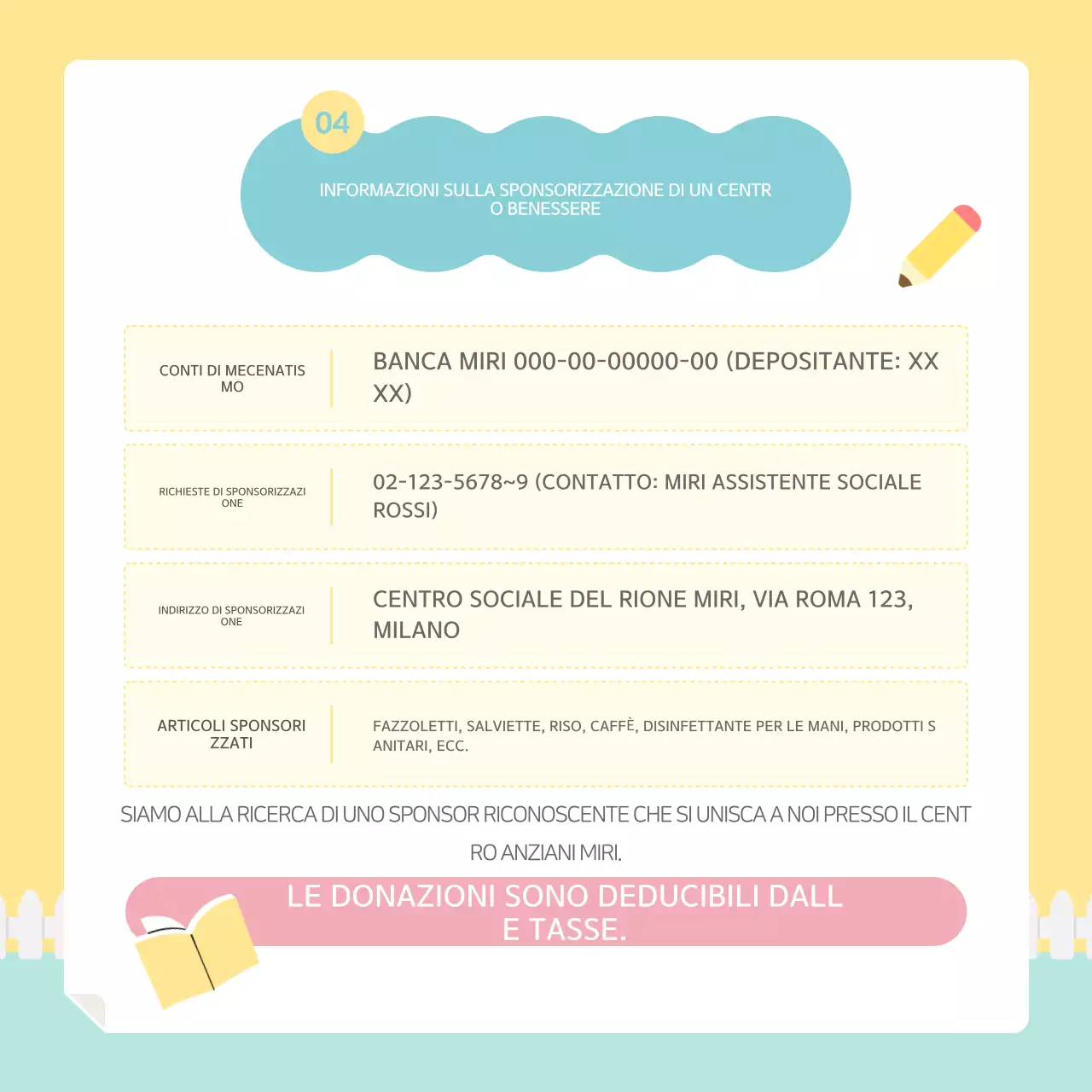 Il bollettino giallo e menta del nostro bel centro benessere