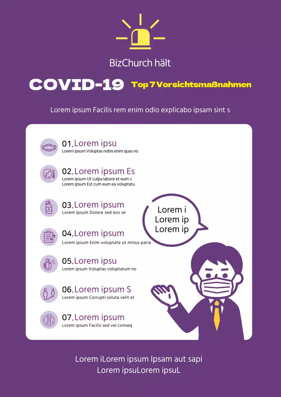 Purpurne saubere COVID-19 Vorsorgliches Auge