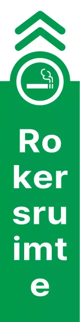 Eenvoudige, schone sigarettenpictogram en tekstcombinatie in groen en rood Lay-outstijl Routebeschrijving