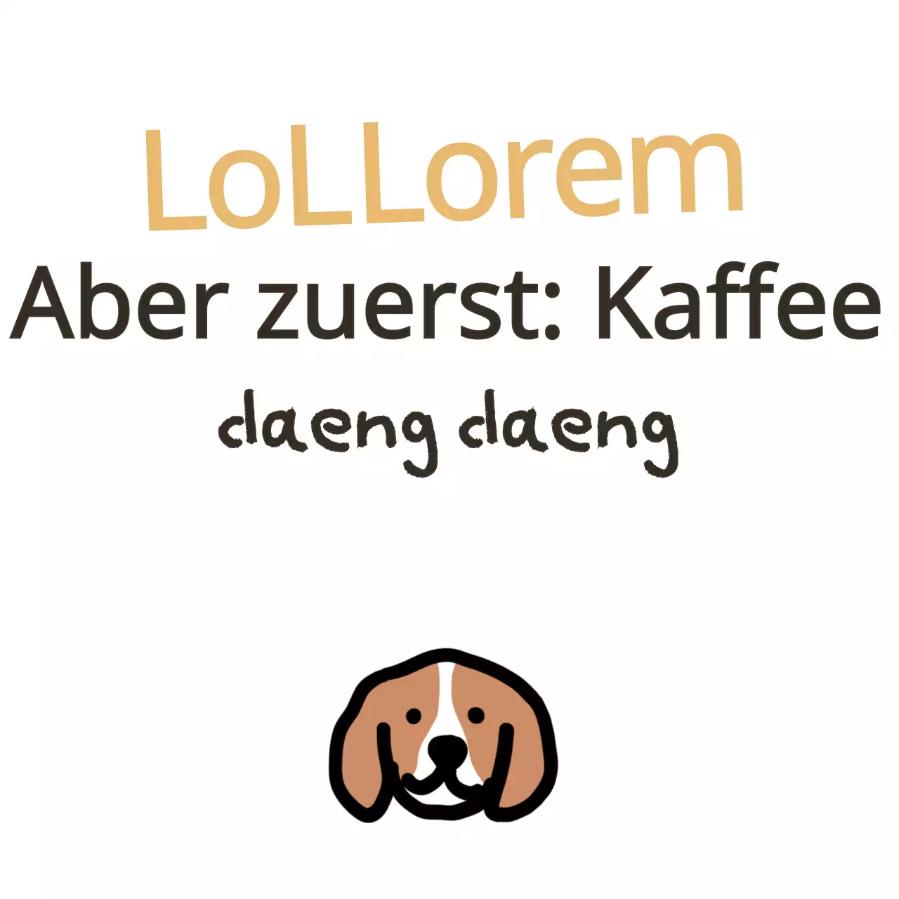 Text-Merchandise mit einer niedlichen Welpen-Illustration mit gelben und braunen Akzenten