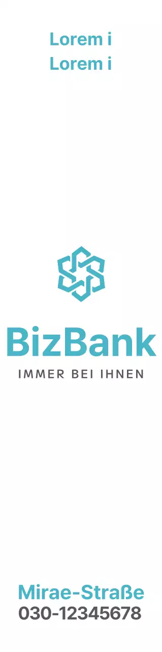 Werbung für eine Bank mit einem einfachen türkisfarbenen Logo