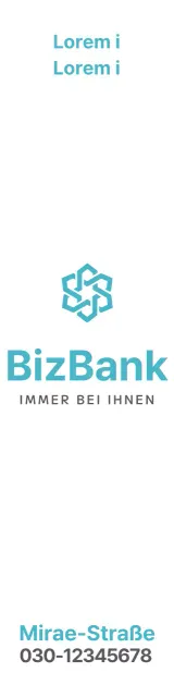 Werbung für eine Bank mit einem einfachen türkisfarbenen Logo
