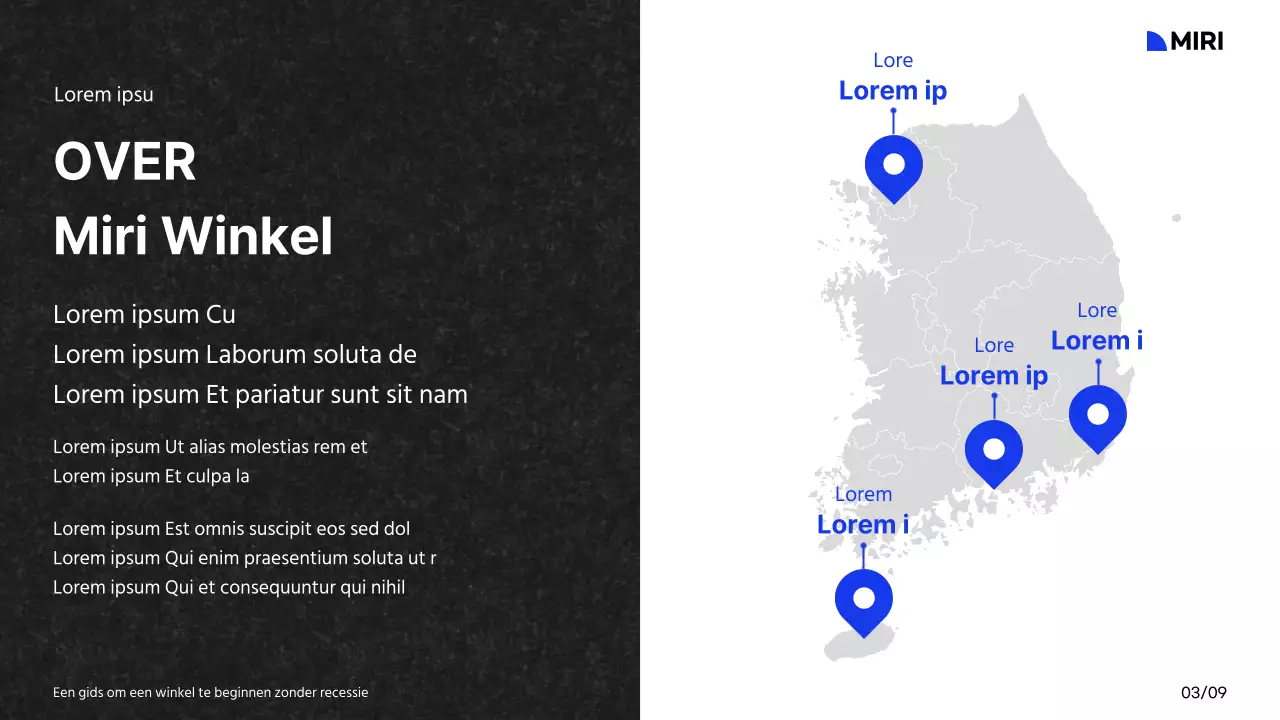 Een handleiding voor het starten van een winkelcentrum met een wit, blauw en zwart kleurenschema en rasterindeling