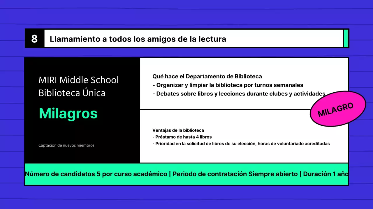 Guía de uso de la biblioteca azul y menta de la escuela secundaria