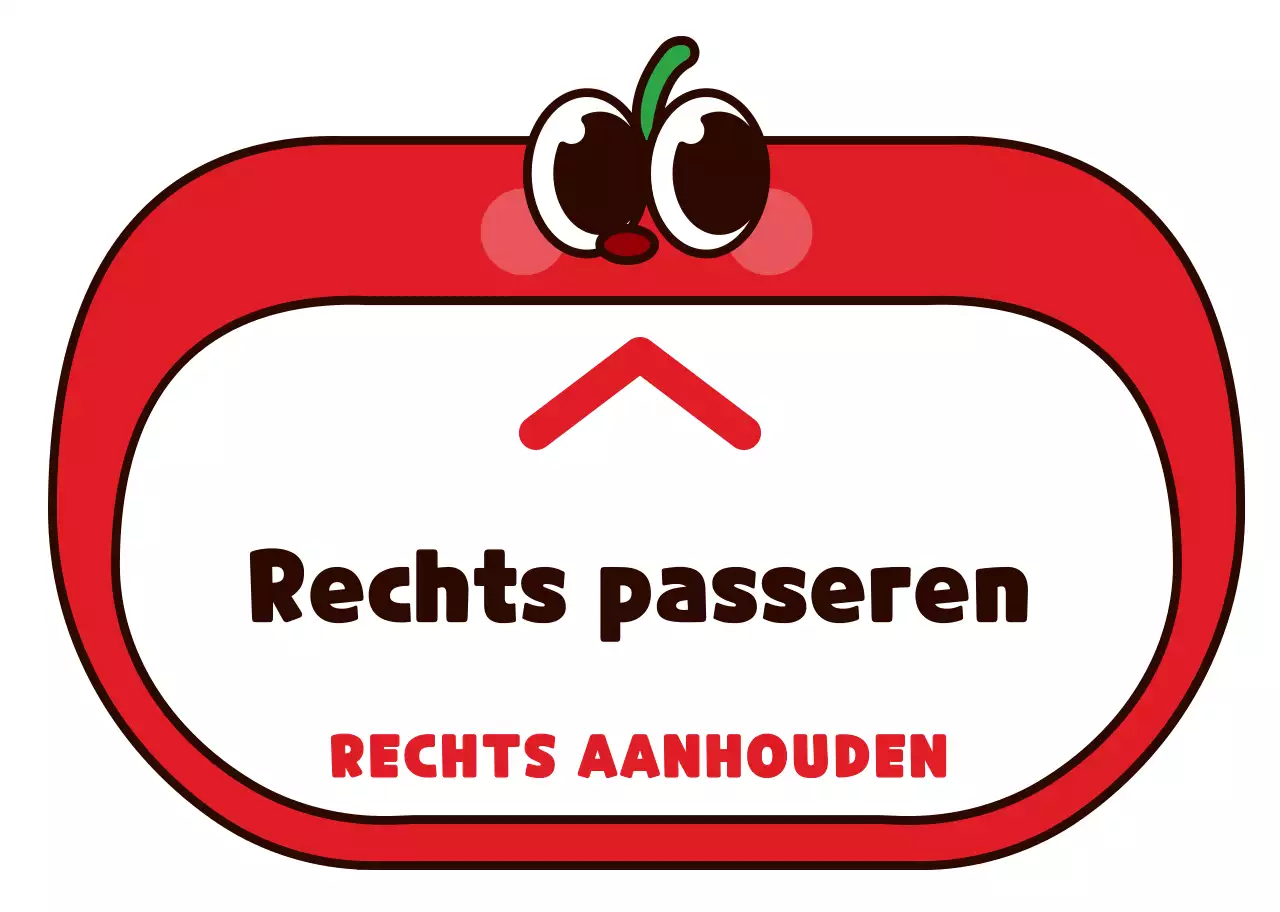 Schattige rode en zwarte appel karakter frame stijl recht van overpad instructies