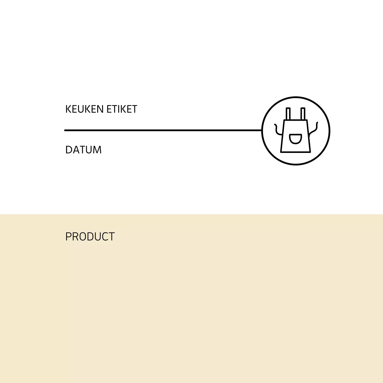 Wit-beige tweekleurig eenvoudig keukenlabel