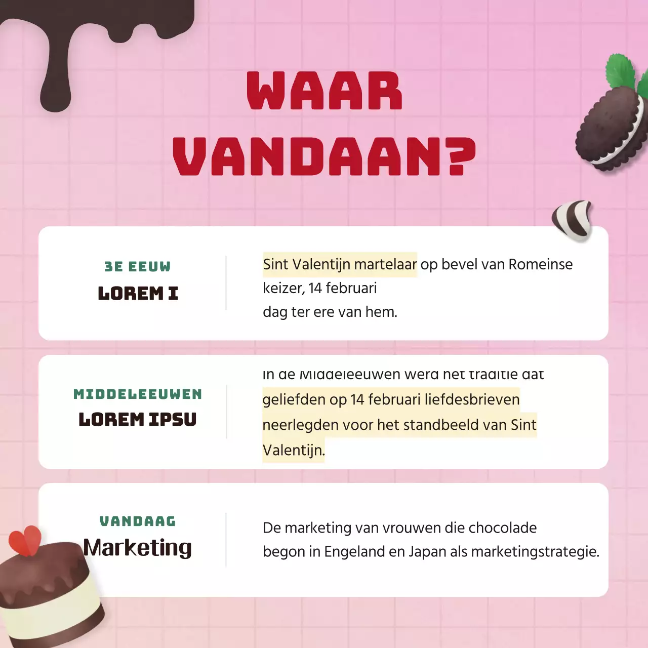 Heldere, zoete en frisse Valentijnsdag chocolade dessert kit in roze en diep groen