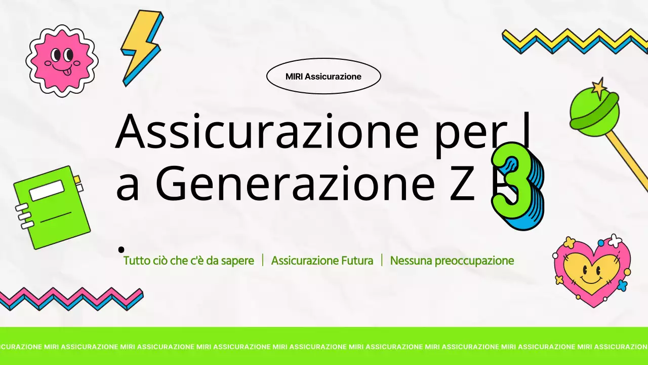 Assicurazione necessaria per la generazione MZ in bianco e verde chiaro