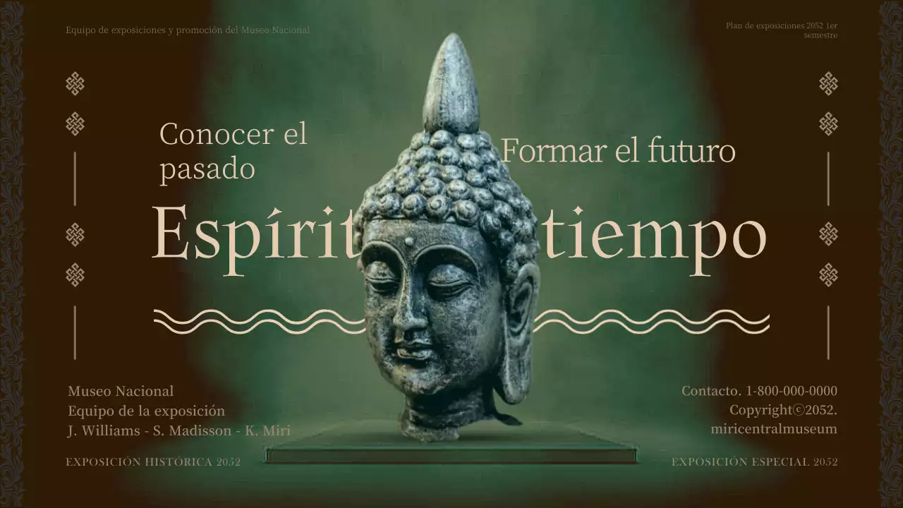 Plan del programa de exposiciones del museo de tono marrón para el primer semestre del año