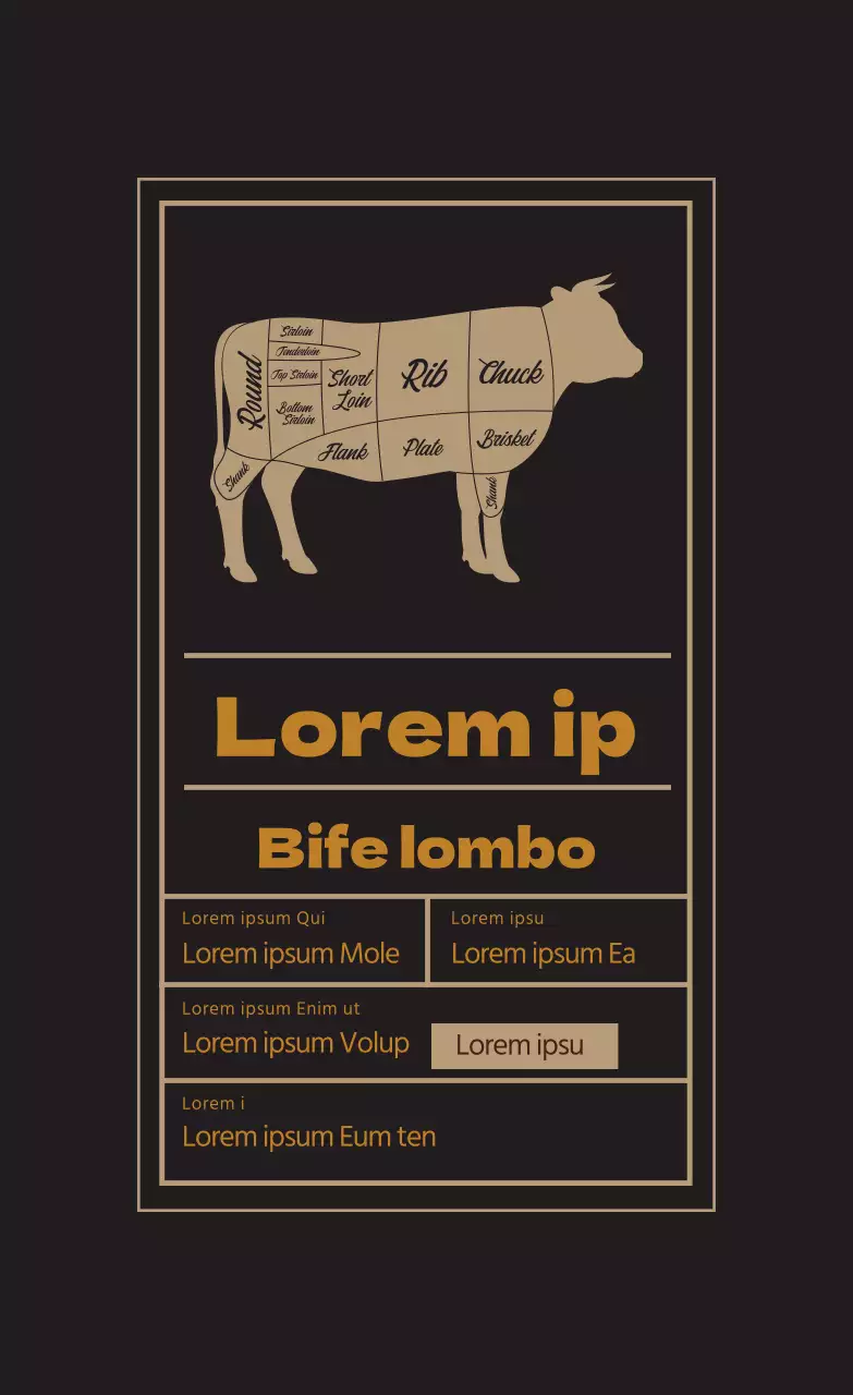 Rótulos alimentares ilustrados bege para bifes