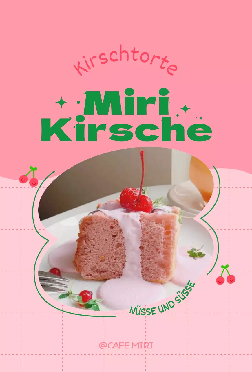 Bewerben Sie Ihr Café-Menü mit einem hübschen rosa-grünen Rahmen