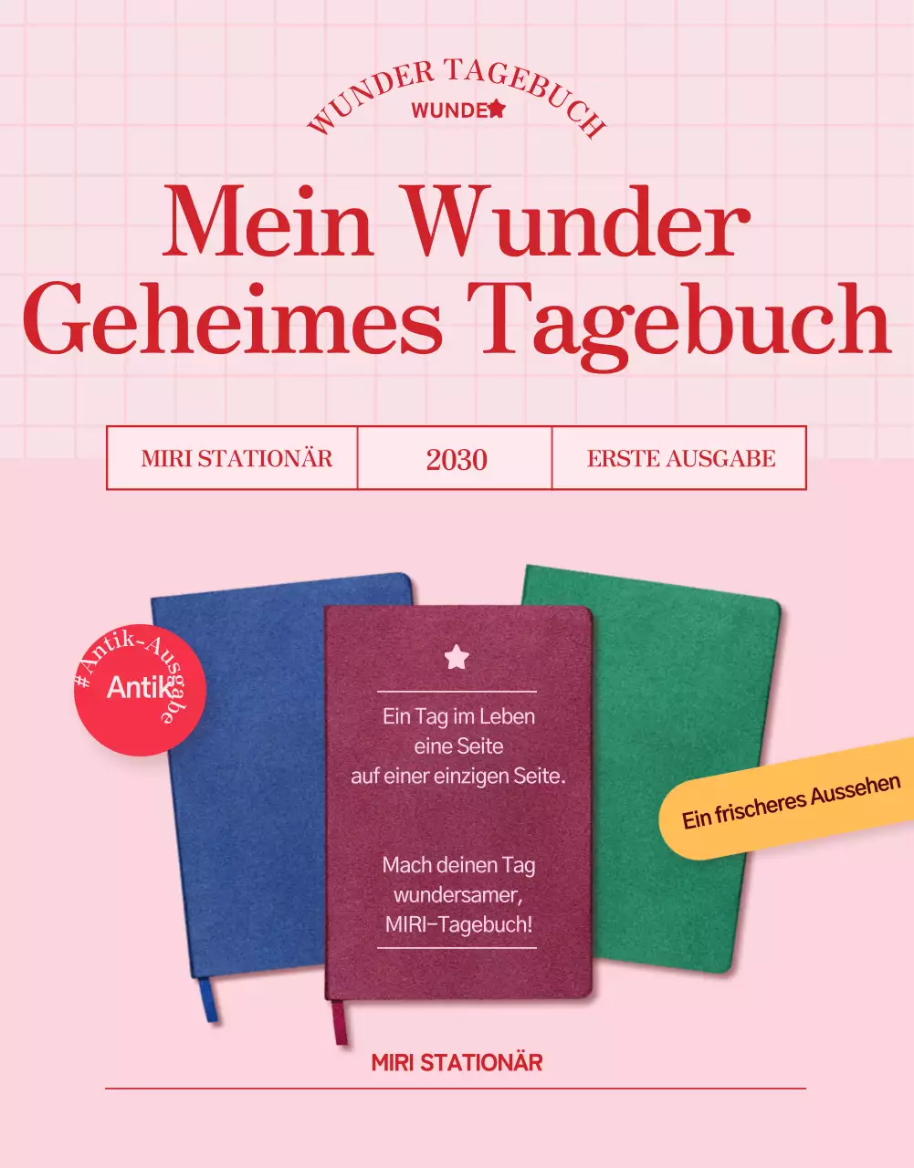 Ein niedliches Vintage-Tagebuch mit rosafarbener Perlmuttoptik