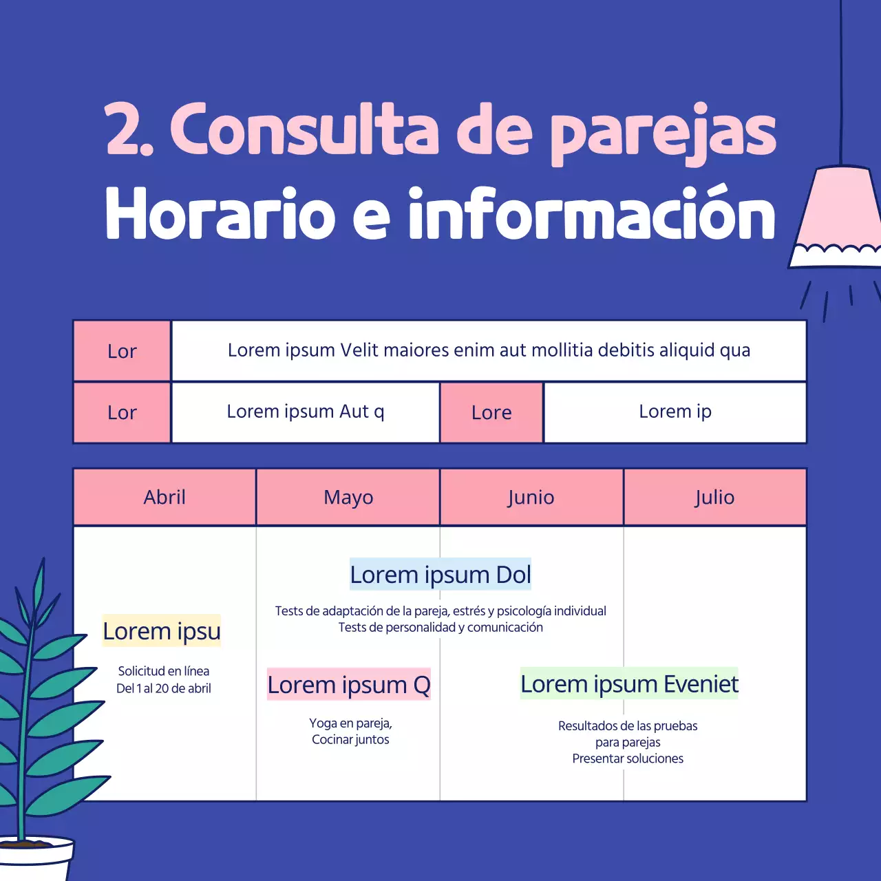 Sencilla y bonita ilustración en rosa y azul marino Mes de la Familia Día de la Pareja Luna de Miel Matrimonio Psicología Médica Psiquiatría Programa de Consultoría
