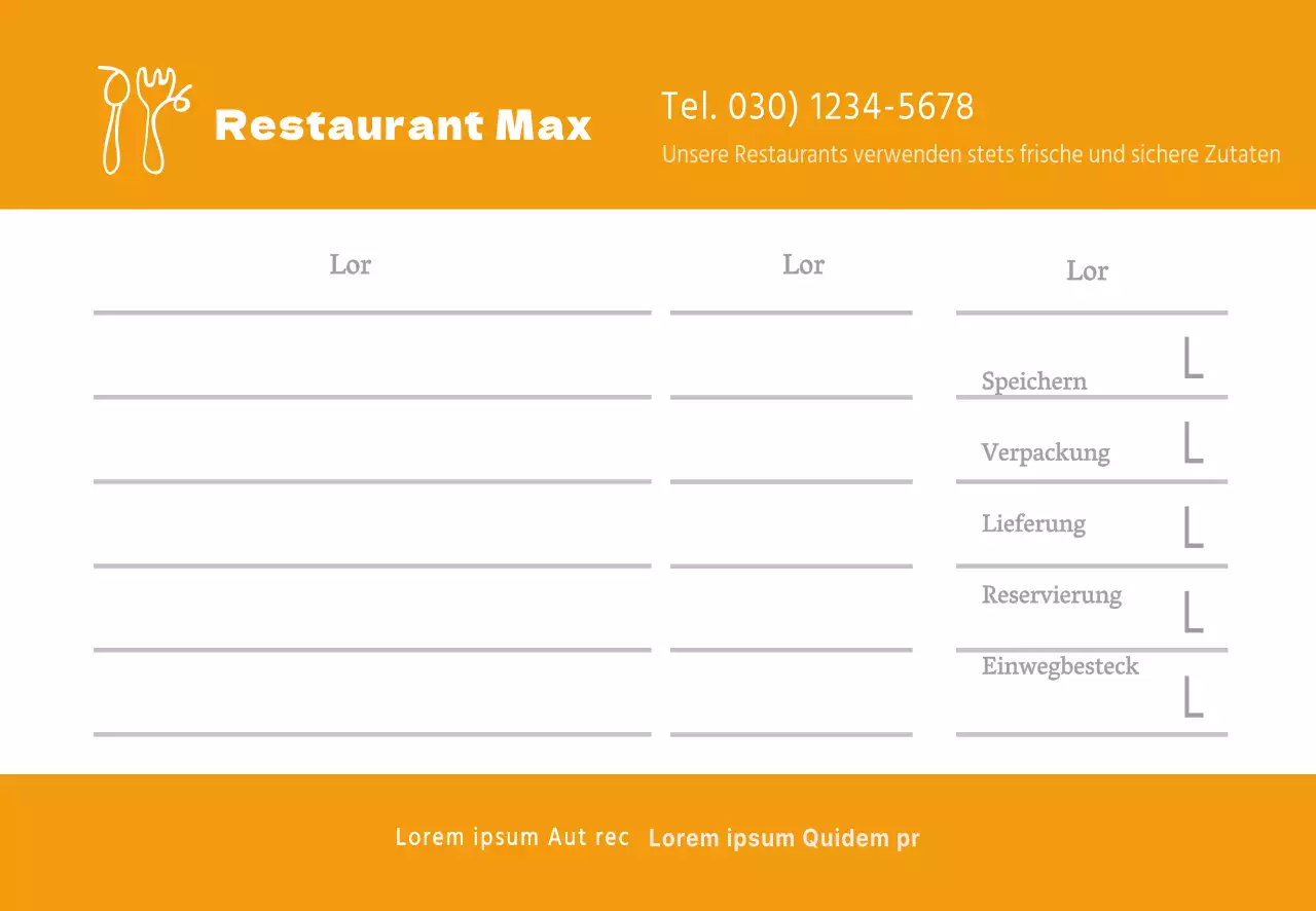 Bestellungen im Restaurant