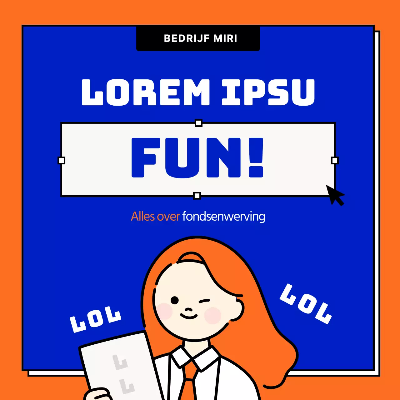 Blauw en oranje vierkant frame leuke marketing