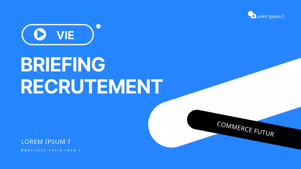 Présentation simple de salon de l'emploi en ligne en bleu et blanc