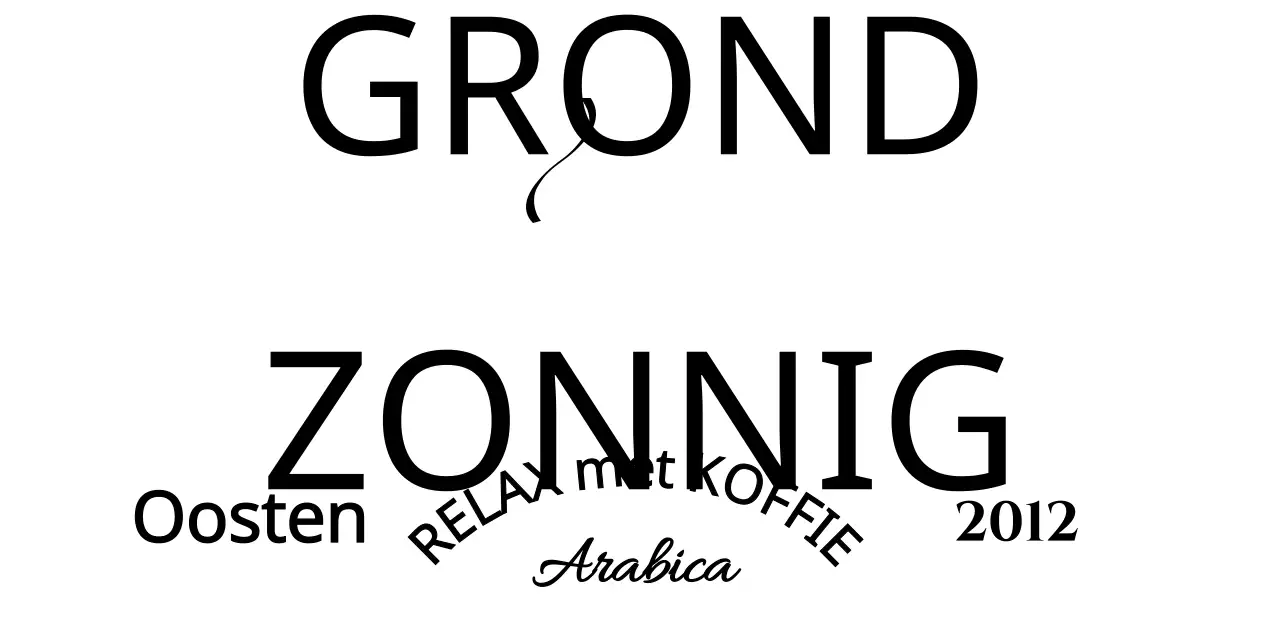 Café merchandise met zwarte, stijlvolle, conceptuele tekst