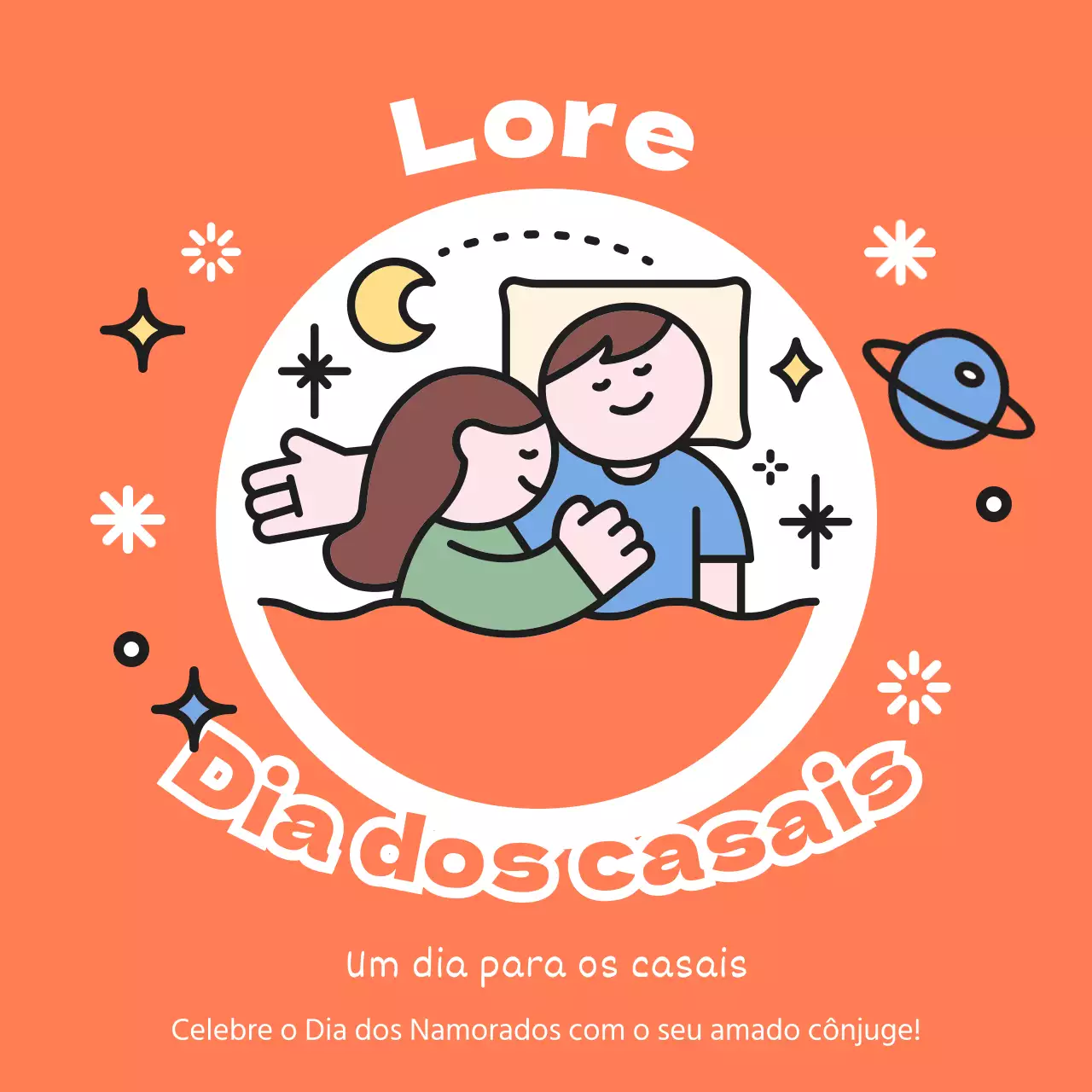 Uma ilustração gira, a laranja e cinzento, do dia de um casal