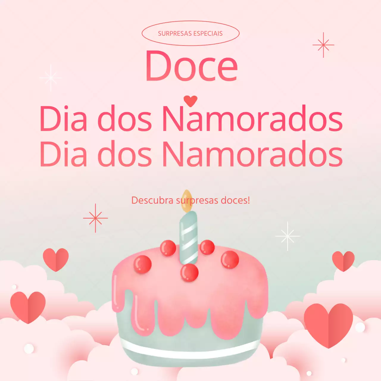 Evento do Dia Branco com ilustração de bolo cor-de-rosa