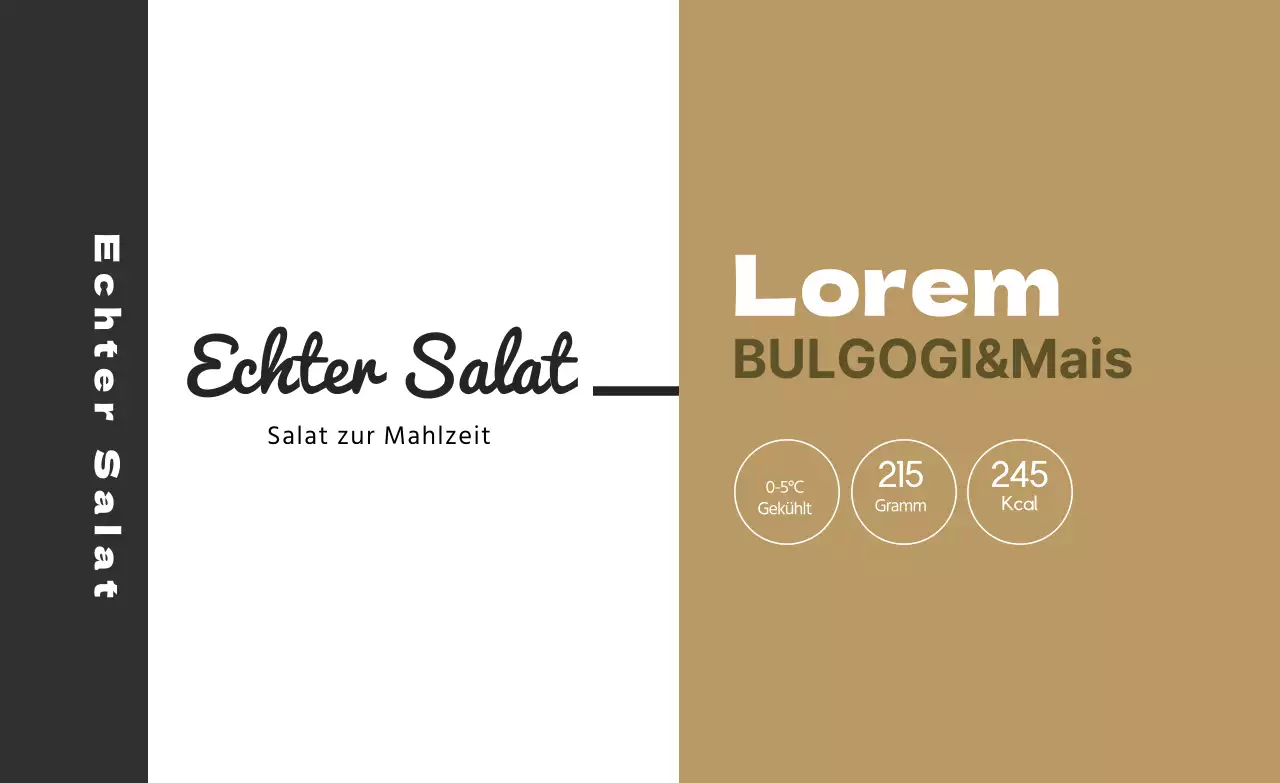 Beige-schwarzes illustriertes Salat-Etikett