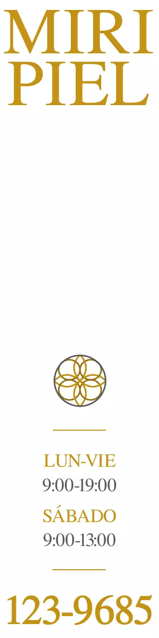 Promoción de una consulta de dermatología con un logotipo estilizado en dorado y gris oscuro