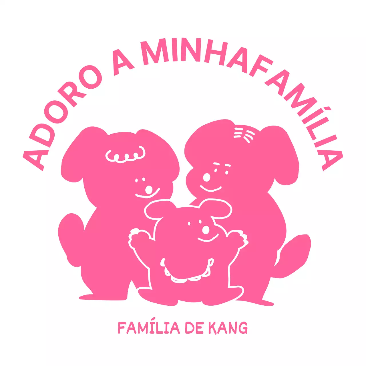 T-shirt cor-de-rosa do grupo familiar