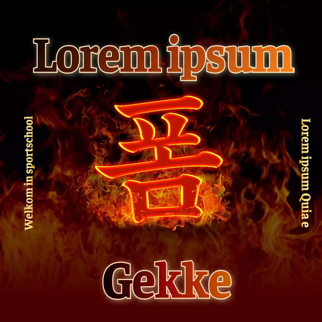 Welkomstontwerp voor nieuwe studenten met een gedurfd vuurconcept