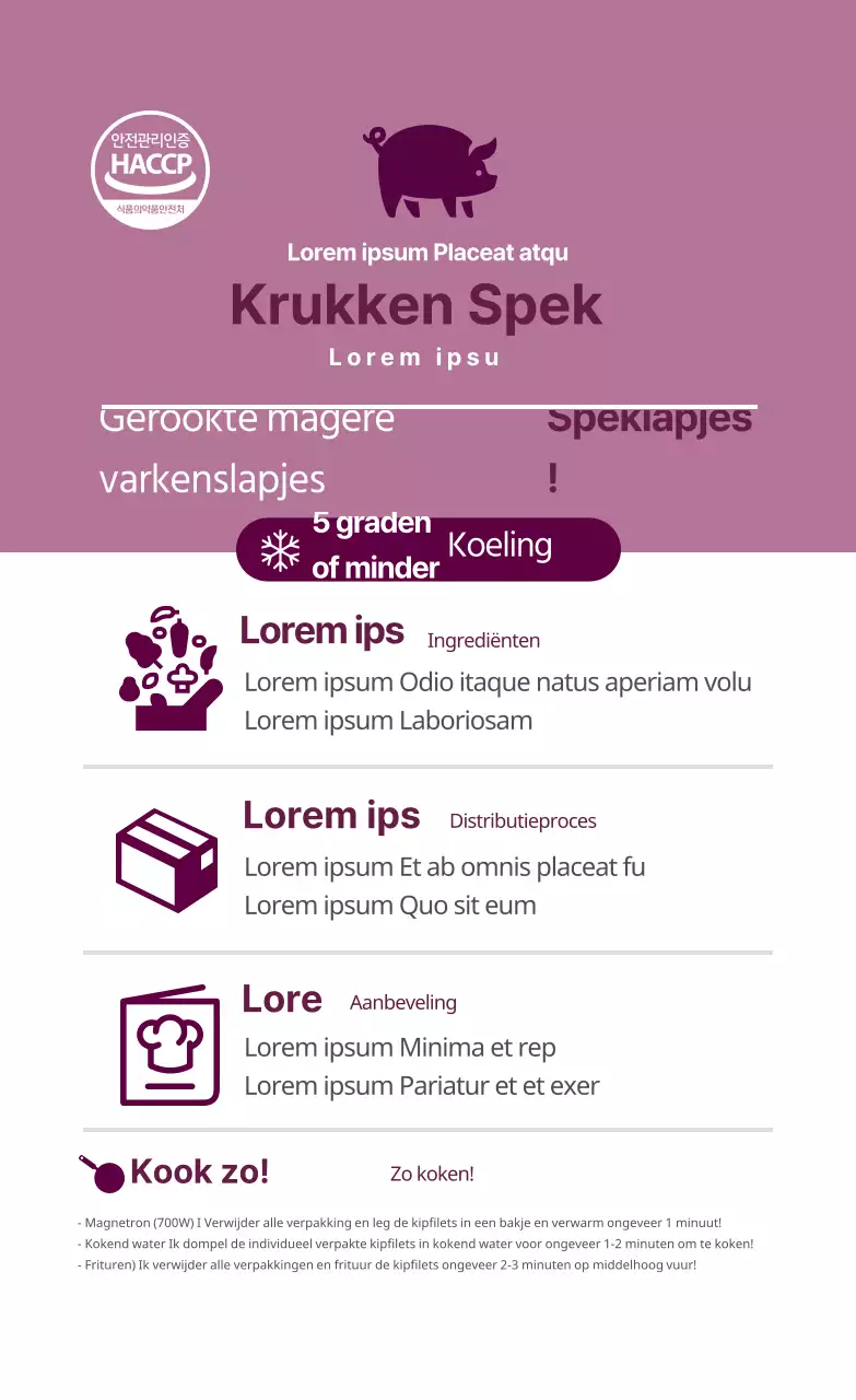 Roze logo voedsel recept beschrijving label