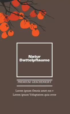 Braun-orangefarbenes illustriertes Verpackungsetikett für ein Geschenkset mit getrockneten Kakis