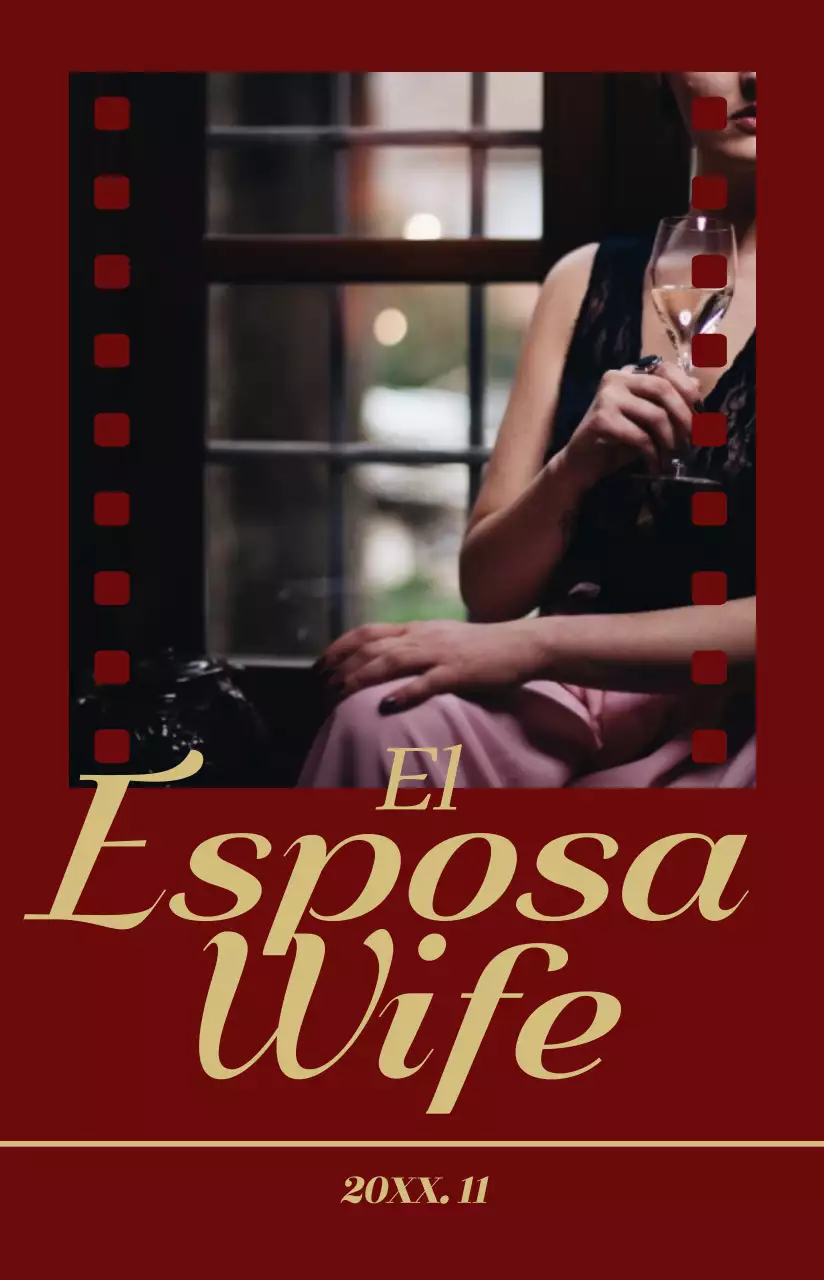 Cartel de película con un marco de un diseño cinematográfico de color oscuro