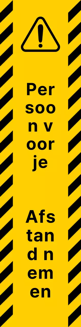 Eenvoudige, strakke combinatie van pictogrammen en tekst in geel en zwart Houd afstand waarschuwingen