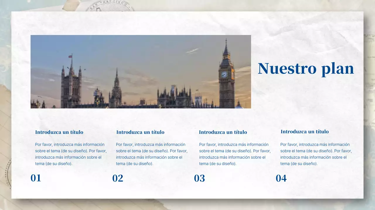 Una agencia de viajes de postal en tonos azules y pastel