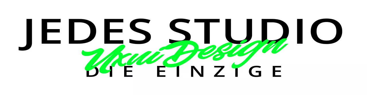 Elegantes Designstudio-Logo mit zwei Schriftarten: fluoreszierend grün und schwarz
