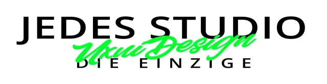 Elegantes Designstudio-Logo mit zwei Schriftarten: fluoreszierend grün und schwarz