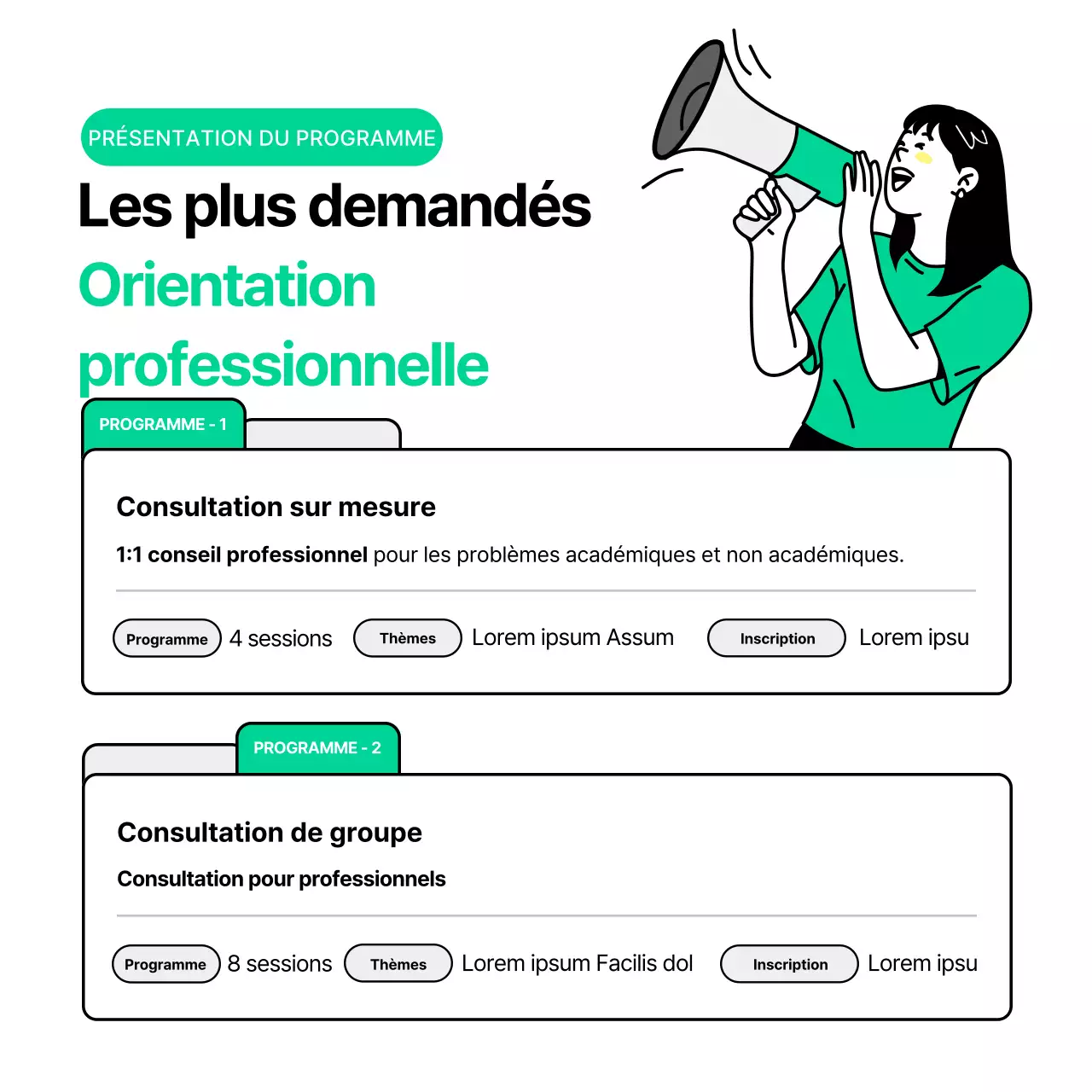 Comment utiliser l'espace de conseil aux étudiants "gris et vert" ?