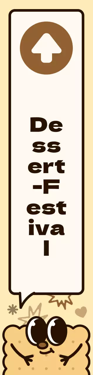 Braunes und rosafarbenes Farbschema Niedliche Keksfiguren und Sprechblasen Illustrationsstil Wegbeschreibung zum Dessertfestival