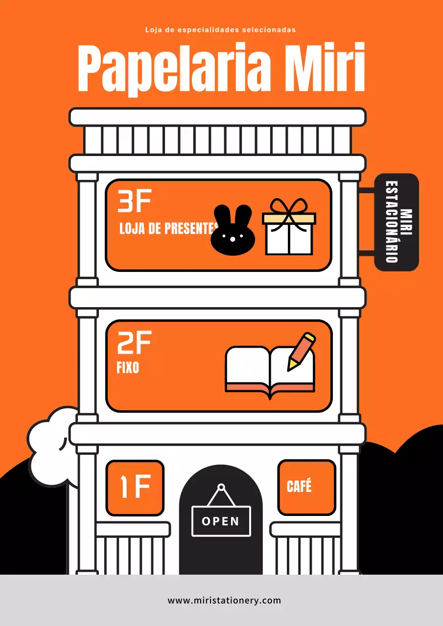 Promova a marca da sua papelaria com ilustrações cor de laranja engraçadas