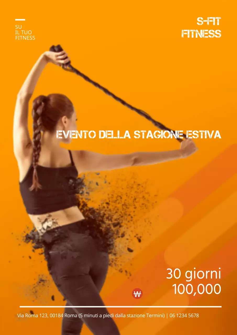 Volantino per evento fitness semplice in arancione