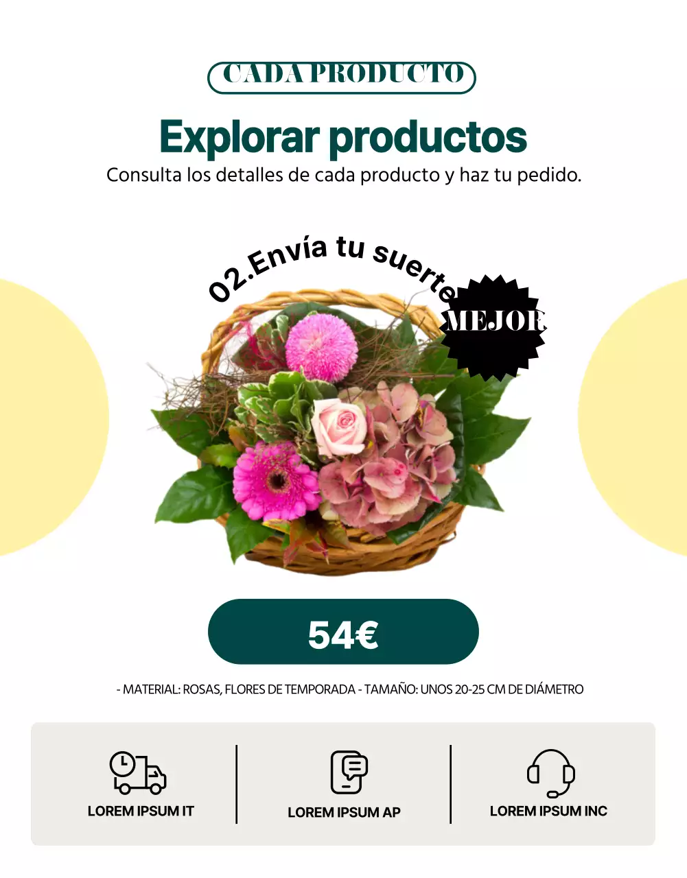 Presentamos el clásico servicio de entrega de flores verde y amarillo
