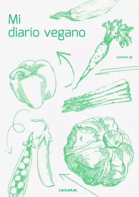 Garabatos verdes dibujados a mano diario vegano natural