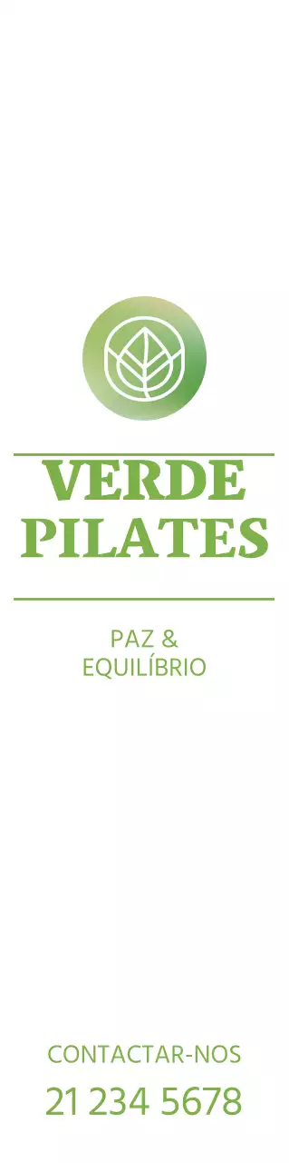 Promoção de uma consulta de Pilates para um conceito de luxo com um logótipo verde simples.