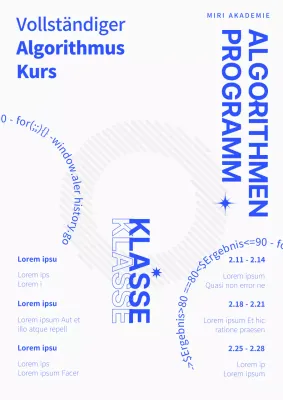 Ein sauberes blaues und graues Plakat für eine Algorithmenvorlesung