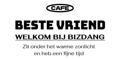 Eenvoudige, hippe stijl met veel tekst in zwart en wit voor cafépromoties en merchandise