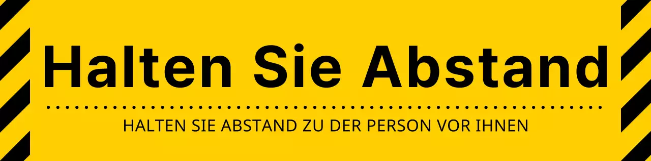Einfache, saubere Symbol- und Textkombination in Gelb und Schwarz Abstandswarnungen