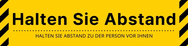 Einfache, saubere Symbol- und Textkombination in Gelb und Schwarz Abstandswarnungen