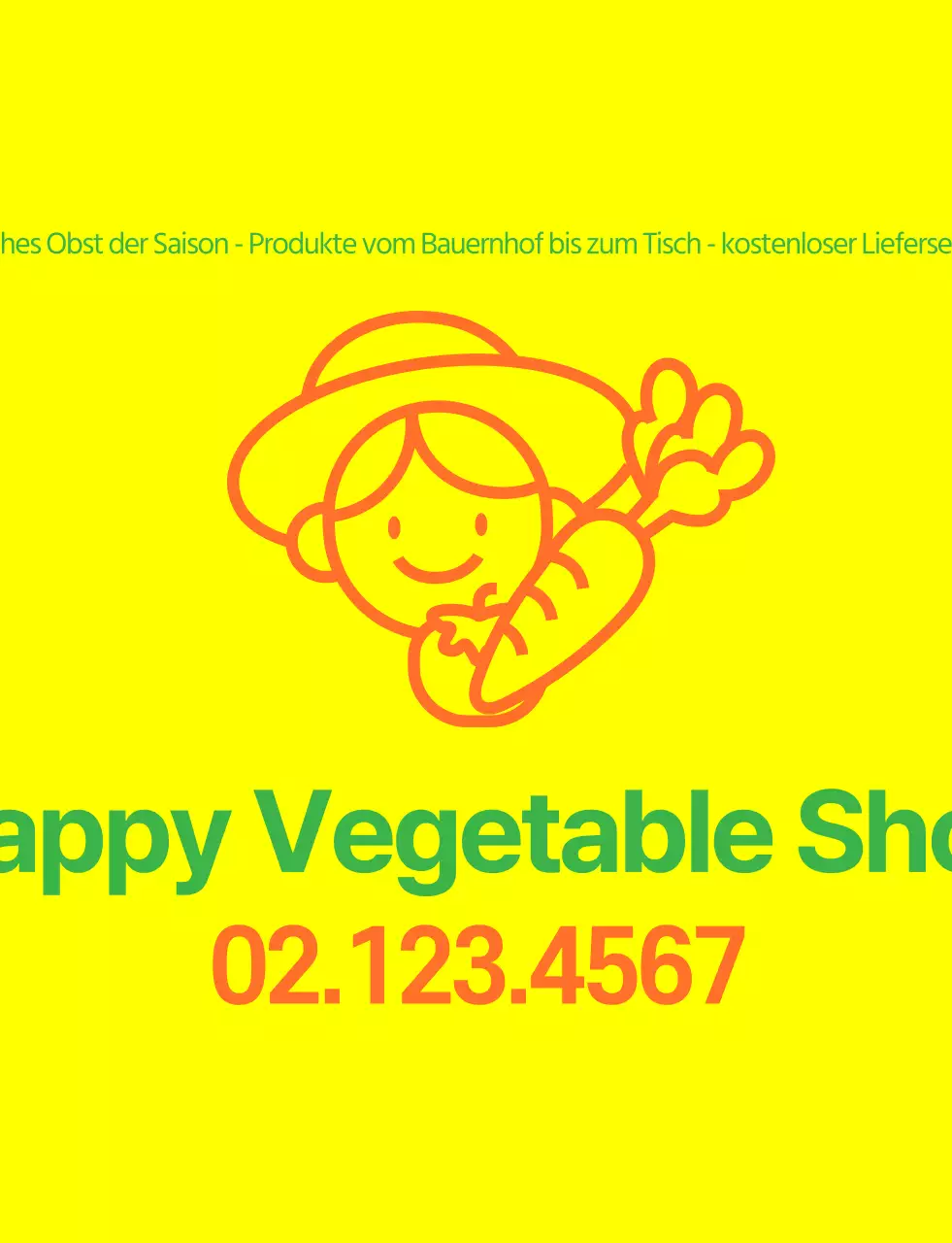 Gemüseladen-Weste mit einfacher Linienillustration in Gelb, Grün und Orange