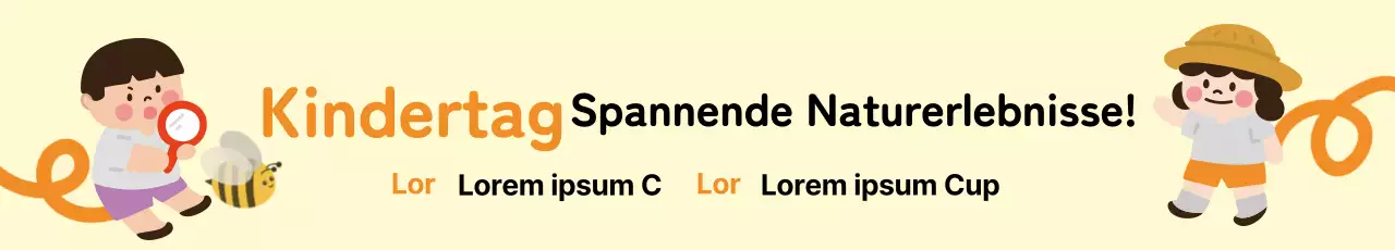 Aktivitäten zum Kindertag mit einer Illustration eines Kindes auf gelbem Hintergrund