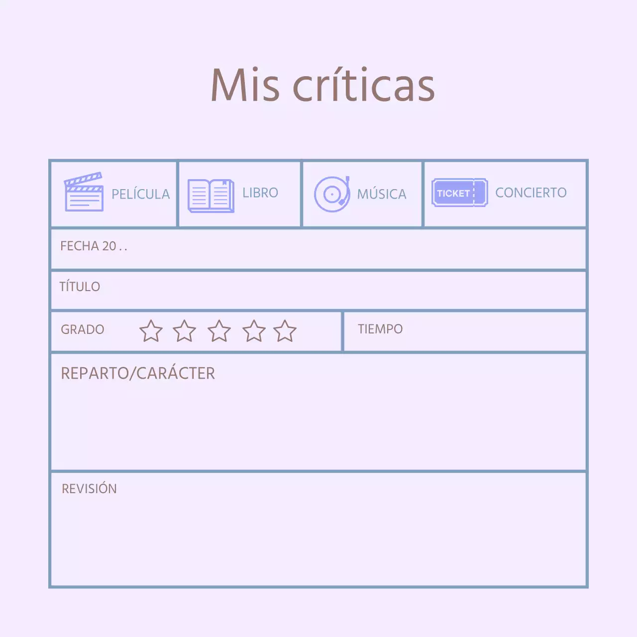 Icono morado Diario de revisión simple