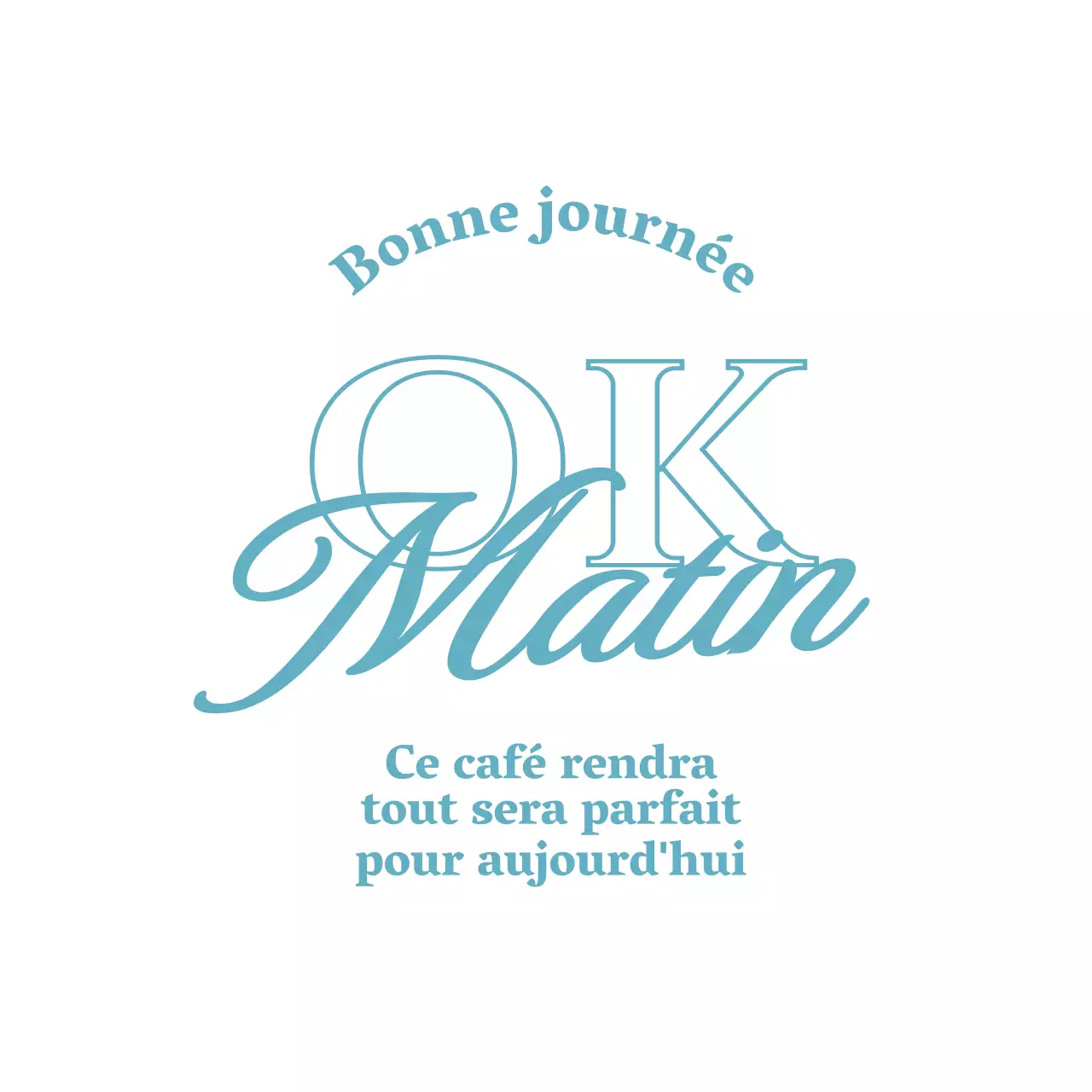 Marchandise de café avec texte conceptuel émotionnel bleu clair