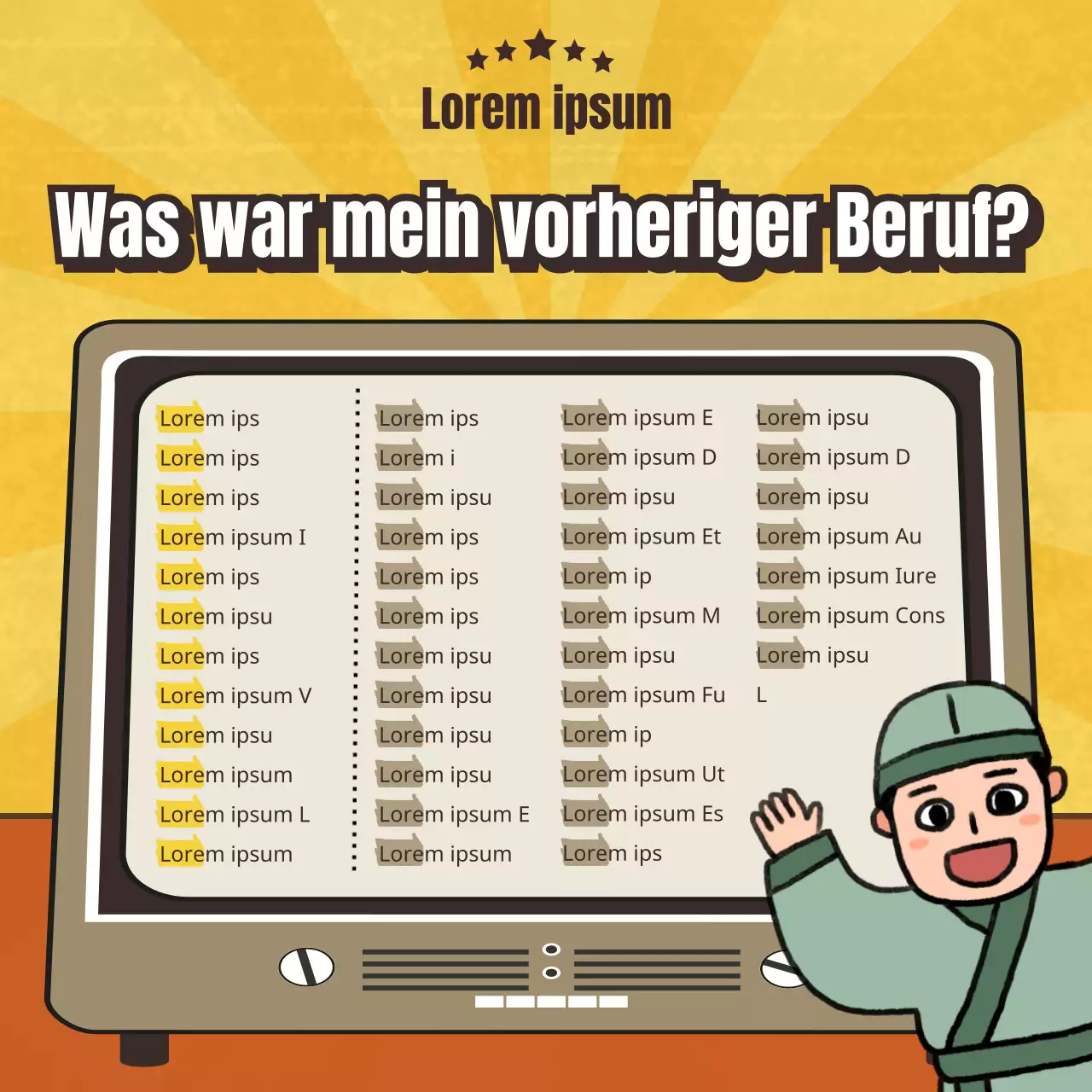 Vergangenheit Leben Beruf eines gelben Vintage-Konzept von Geburtstag
